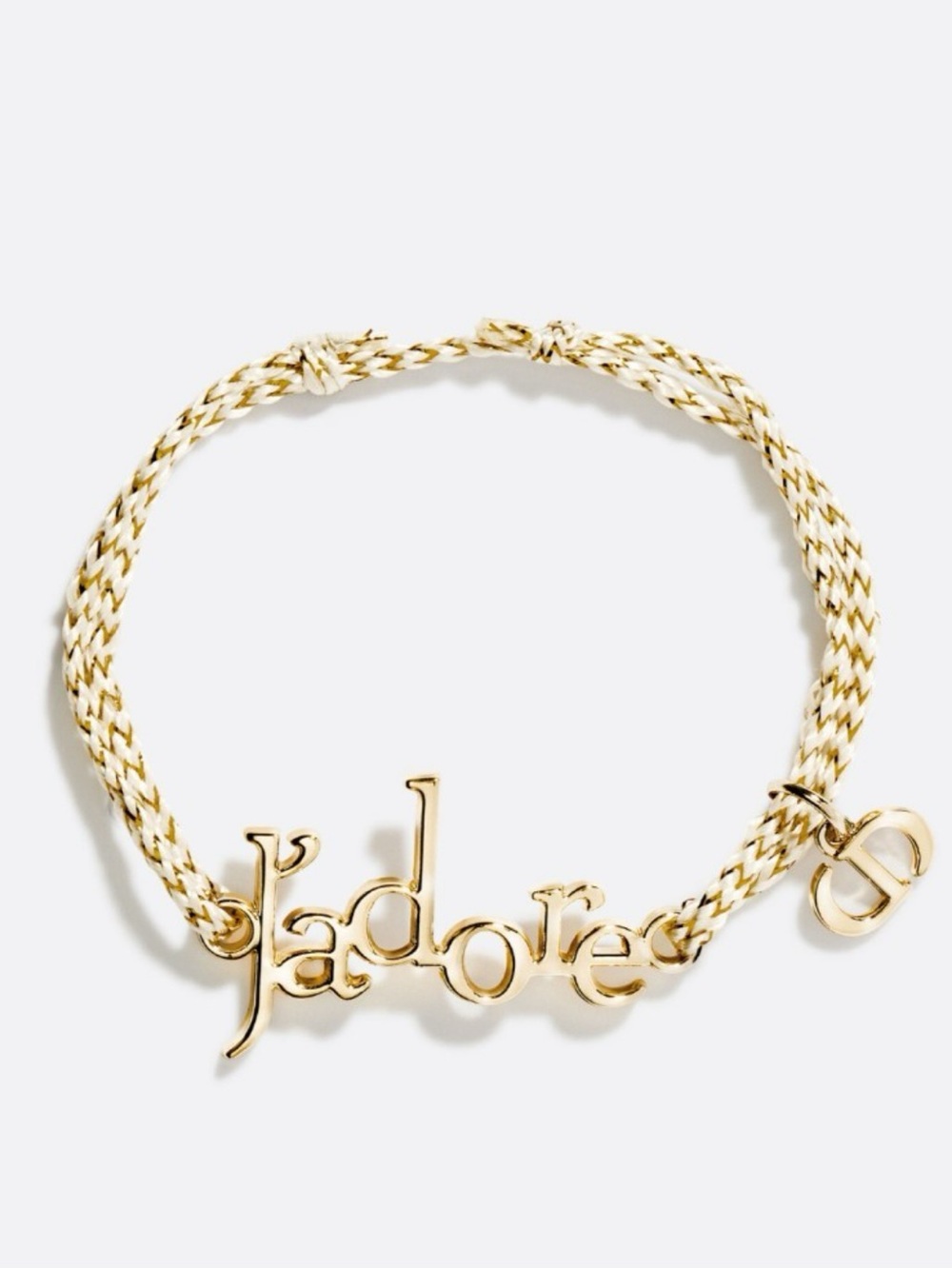 Rare!Stunning Dior Gold and Cream 'J'adore' Braided Cord Bracelet